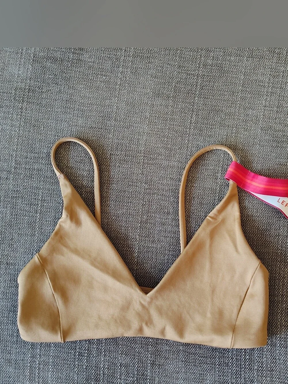 Left On Friday Sunday Top Small Tan Light Brown New NWT Stretch Swim Bikini Top - Picture 2 of 7